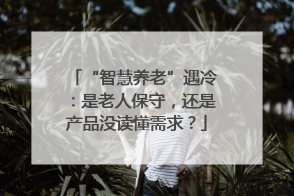 “智慧养老”遇冷：是老人保守，还是产品没读懂需求？