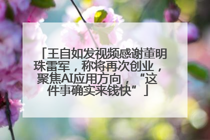 王自如发视频感谢董明珠雷军，称将再次创业，聚焦AI应用方向，“这件事确实来钱快”