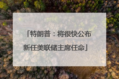 特朗普：将很快公布新任美联储主席任命