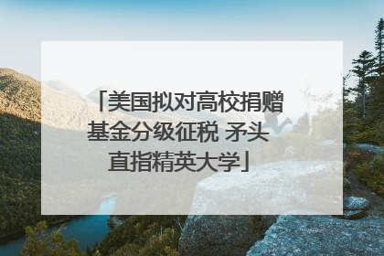 美国拟对高校捐赠基金分级征税 矛头直指精英大学