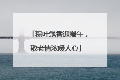 粽叶飘香迎端午，敬老情浓暖人心