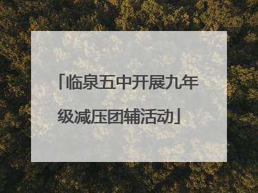 临泉五中开展九年级减压团辅活动