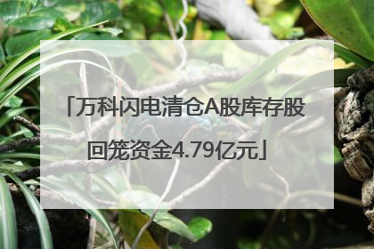 万科闪电清仓A股库存股 回笼资金4.79亿元
