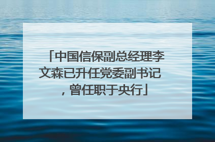 中国信保副总经理李文森已升任党委副书记，曾任职于央行