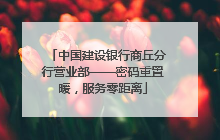中国建设银行商丘分行营业部——密码重置暖，服务零距离