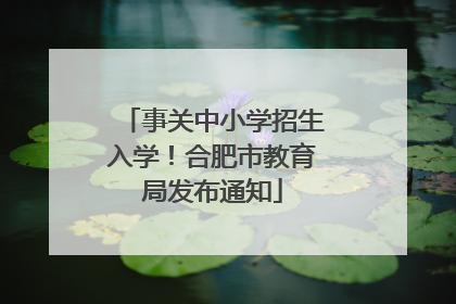 事关中小学招生入学！合肥市教育局发布通知