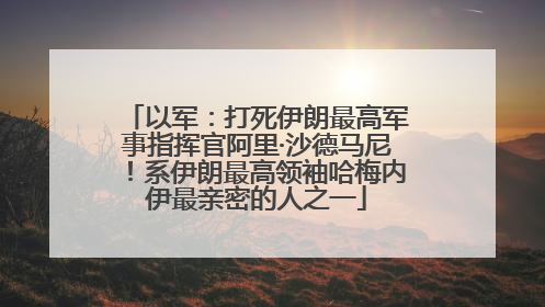 以军：打死伊朗最高军事指挥官阿里·沙德马尼！系伊朗最高领袖哈梅内伊最亲密的人之一