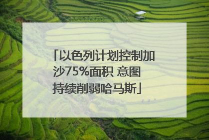 以色列计划控制加沙75%面积 意图持续削弱哈马斯