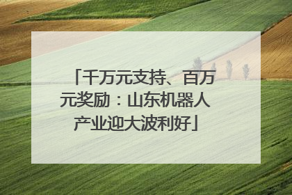 千万元支持、百万元奖励：山东机器人产业迎大波利好