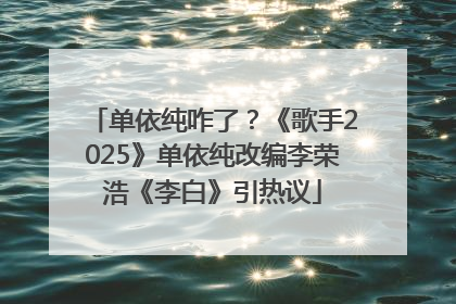 单依纯咋了？《歌手2025》单依纯改编李荣浩《李白》引热议