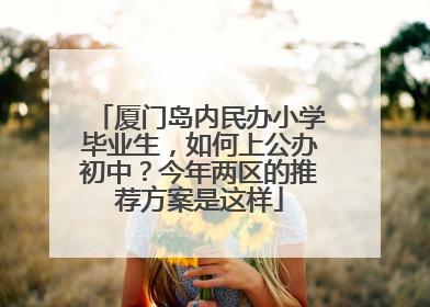 厦门岛内民办小学毕业生，如何上公办初中？今年两区的推荐方案是这样