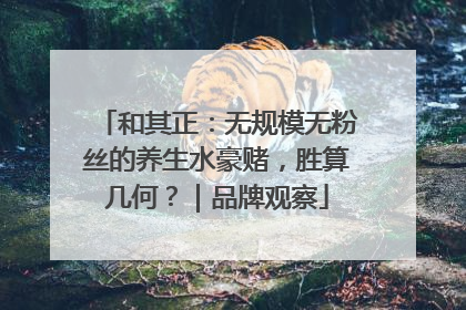 和其正：无规模无粉丝的养生水豪赌，胜算几何？｜品牌观察