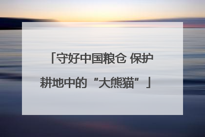 守好中国粮仓 保护耕地中的“大熊猫”