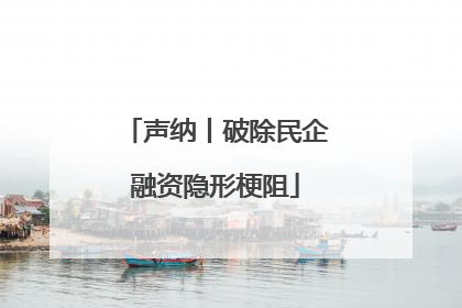 声纳丨破除民企融资隐形梗阻