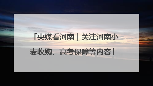 央媒看河南｜关注河南小麦收购、高考保障等内容