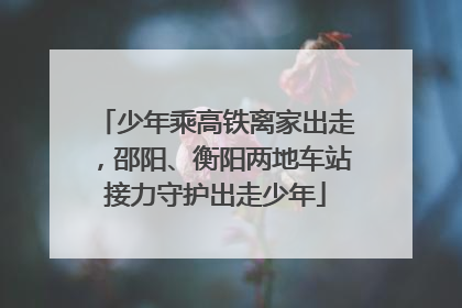少年乘高铁离家出走，邵阳、衡阳两地车站接力守护出走少年