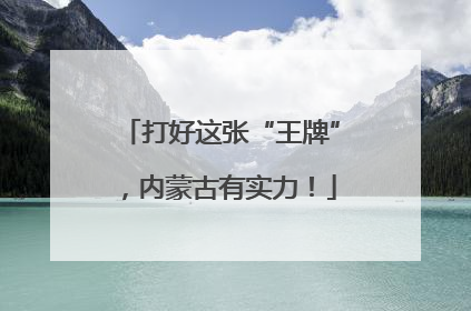 打好这张“王牌”，内蒙古有实力！