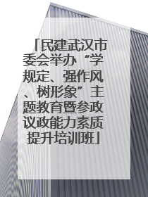 民建武汉市委会举办“学规定、强作风、树形象”主题教育暨参政议政能力素质提升培训班