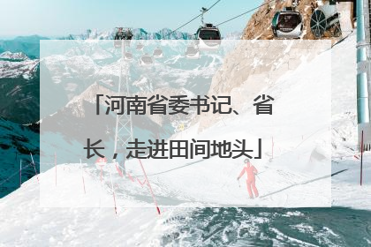 河南省委书记、省长，走进田间地头