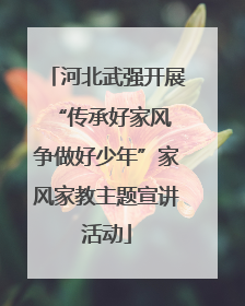 河北武强开展“传承好家风 争做好少年”家风家教主题宣讲活动
