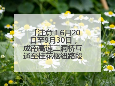 注意！6月20日至9月30日，成南高速二洞桥互通至桂花枢纽路段交通管制