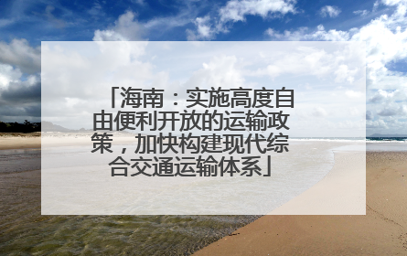 海南：实施高度自由便利开放的运输政策，加快构建现代综合交通运输体系