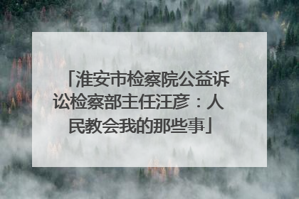 淮安市检察院公益诉讼检察部主任汪彦：人民教会我的那些事