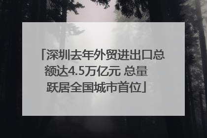 深圳去年外贸进出口总额达4.5万亿元 总量跃居全国城市首位