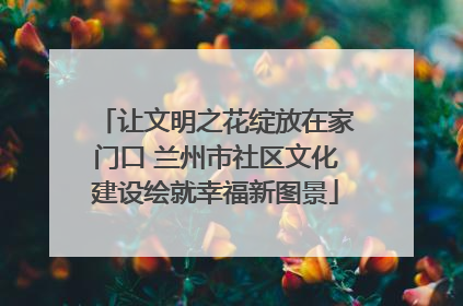 让文明之花绽放在家门口 兰州市社区文化建设绘就幸福新图景
