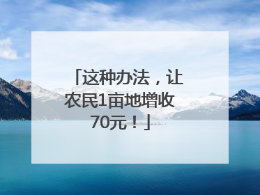 这种办法，让农民1亩地增收70元！