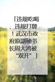 违规吃喝、违规打牌！武汉市政府原副秘书长周大鸿被“双开”