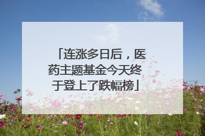 连涨多日后，医药主题基金今天终于登上了跌幅榜