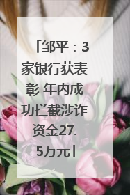 邹平：3家银行获表彰 年内成功拦截涉诈资金27.5万元