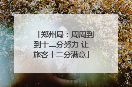 郑州局：周周到到十二分努力 让旅客十二分满意