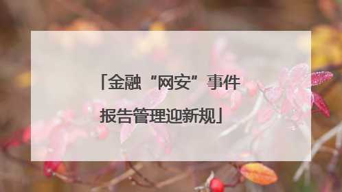 金融“网安”事件报告管理迎新规