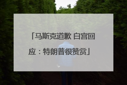 马斯克道歉 白宫回应：特朗普很赞赏