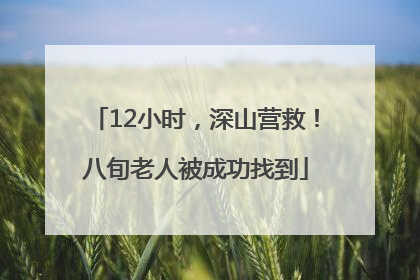 12小时，深山营救！八旬老人被成功找到