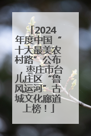 2024年度中国“十大最美农村路”公布，枣庄市台儿庄区“鲁风运河”古城文化廊道上榜！