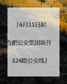 6月11日起 合肥公交集团新开324路公交线