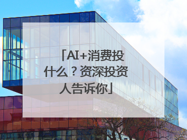 AI+消费投什么？资深投资人告诉你